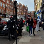 Delivery bikers taking up space on Hampstead High Street (Image: Cllr Linda Chung)