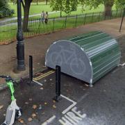 A Camden Council bike hangar in Regent's Park Road