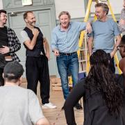 Adrian Dunbar leads the cast of Kiss Me, Kate during a rehearsal at Hampstead Town Hall in Haverstock Hill