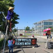 A protest in Farnborough to stop private flights (Image: Dorothea Hackman)