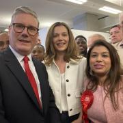 Ssir Keir Starmer with wife Victoria and Labour's Tulip Siddiq who also held her seat