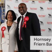 Catherine West (left) with Tottenham MP David Lammy after winning the new Hornsey and Friern Barnet seat