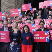 Rachel Blake (centre), the Labour Party candidate for the Cities of London & Westminster constituency, kicks off her campaigning in Pimlico, central London, after a General Election was called for July 4