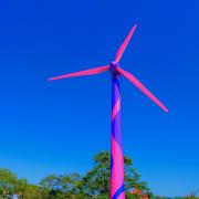 Portable pink wind turbine to power food stalls Ally Pally festivals this summer