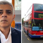 Sadiq Khan on the 310 (left) and a 603 bus (right)