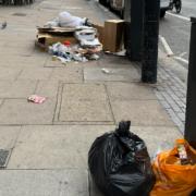 Uncollected rubbish in Belsize Park