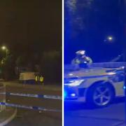 Screengrabs from a video shared on X showing police at Colney Hatch Lane