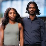 Bianca Williams and Ricardo Dos Santos outside Palestra House for the gross misconduct hearing of five Metropolitan Police officers last year