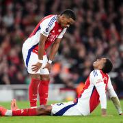 Arsenal's Jurien Timber and Gabriel both went off with injuries against Liverpool Image: PA