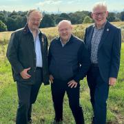 William Upton (left) welcomed Chris Hayward (centre) and Eamonn Mullally, to Hampstead Heath (Image: City of London Corporation)