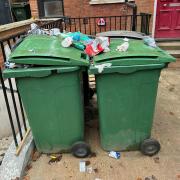 Stuart Windsor's wheelie bins are filled to overflowing with litter from tourists visiting Hampstead Heath