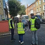 Cllr Judy Dixey joined a team from Veolia collecting rubbish (Image: Judy Dixey)