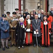 Anne Clarke with dignitaries at the Camden Civic Service on Remembrance Sunday (Image: Camden Council)