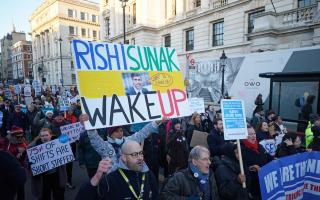 Protesters outside Downing Street, London, during the nurses strike (Image: PA)