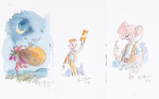 Newly drawn and reimagined illustrations for the likes of Mr Fox, Charlie Bucket and The BFG are up for auction at Bonhams to raise funds for the Quentin Blake Centre for Illustration in Islington