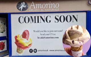 Amorino's hoardings at Hampstead High Street before it opened - as a new (not pictured) one is set to open in West Hampstead.