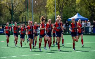 Hampstead & Westminster celebrate. Image: Graeme Wilcockson/England Hockey