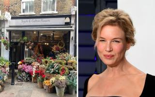 Sayeh & Galton Flowers during its Christmas makeover (left) and  Renée Zellweger (right)