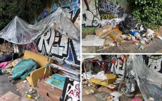 A homeless encampment that has been on the Regent's Canal towpath near Camden Market since the start of July