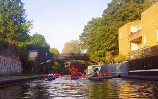 The Rainbow Paddlers of forum+ take to the Regents Canal (Image: forum+)