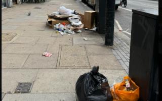 Uncollected rubbish in Belsize Park