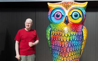 Matt Lucas with Jack, the owl he designed in memory of his friend's son who died from cancer aged 22