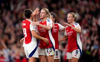 Arsenal players celebrate after a goal against Valerenga Image: PA