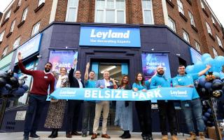 Mayor of Camden, Councillor Samata Khatoon cuts the ribbon with Leyland CEO Martin Hastings and other members of the Leyland team